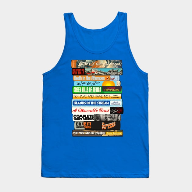 Ernest Hemingway Books Stack Tank Top by darklordpug